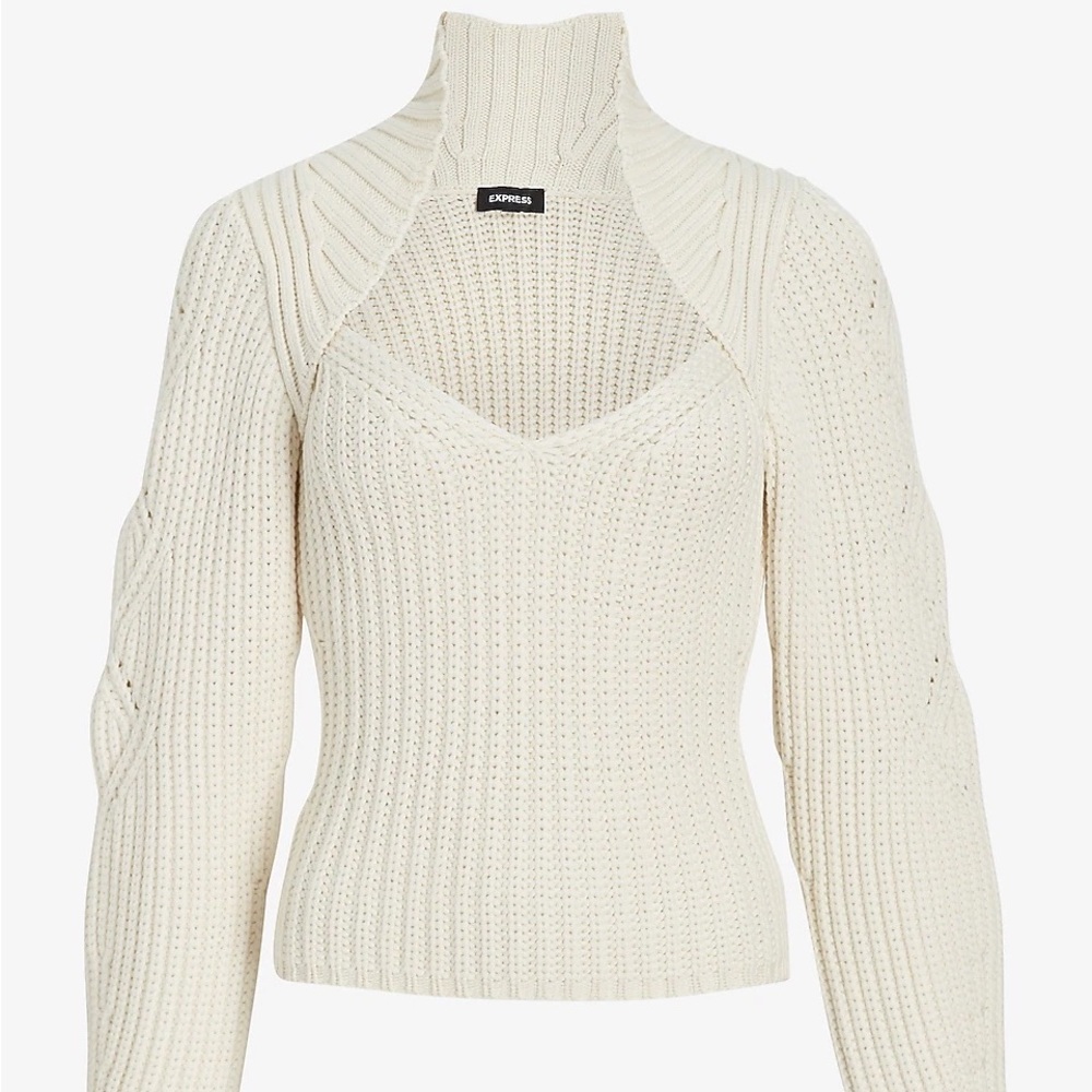 Express Ribbed Scoop Neck Long Sleeve Sweater